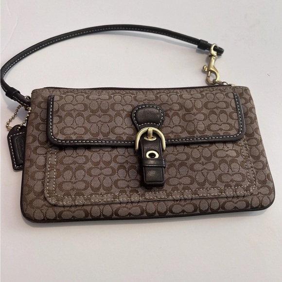 Coach Brown Signature Buckle Wristlet - Picture 1 of 9